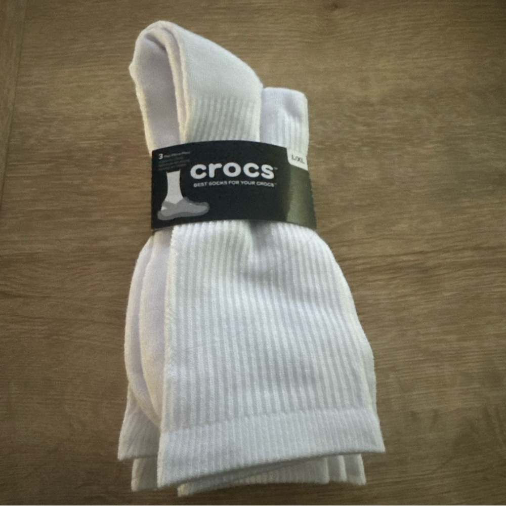 CROCS Men's Ribbed White Socks